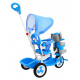 tricicletă pentru copii Elephant Blue + sunete + copertină + barieră + suport pentru picioare + mâner + schiuri + spațiu de depozitare