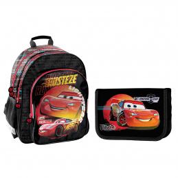 Set școlar Paso cu ghiozdan cu trei compartimente + penar Cars