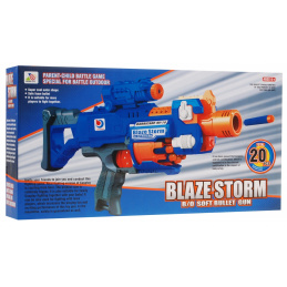 Pușcă cu tragere rapidă pentru copii 8+ Blaze Storm 20 de proiectile lungi din spumă + Vizor + Pat