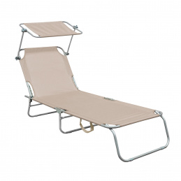 Aga Șezlong de grădină reglabil cu copertină Bej