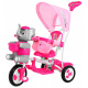 tricicletă pentru copii Elephant Pink + sunete + copertină + barieră de siguranță + suport pentru picioare + mâner + schiuri + spațiu de depozitare