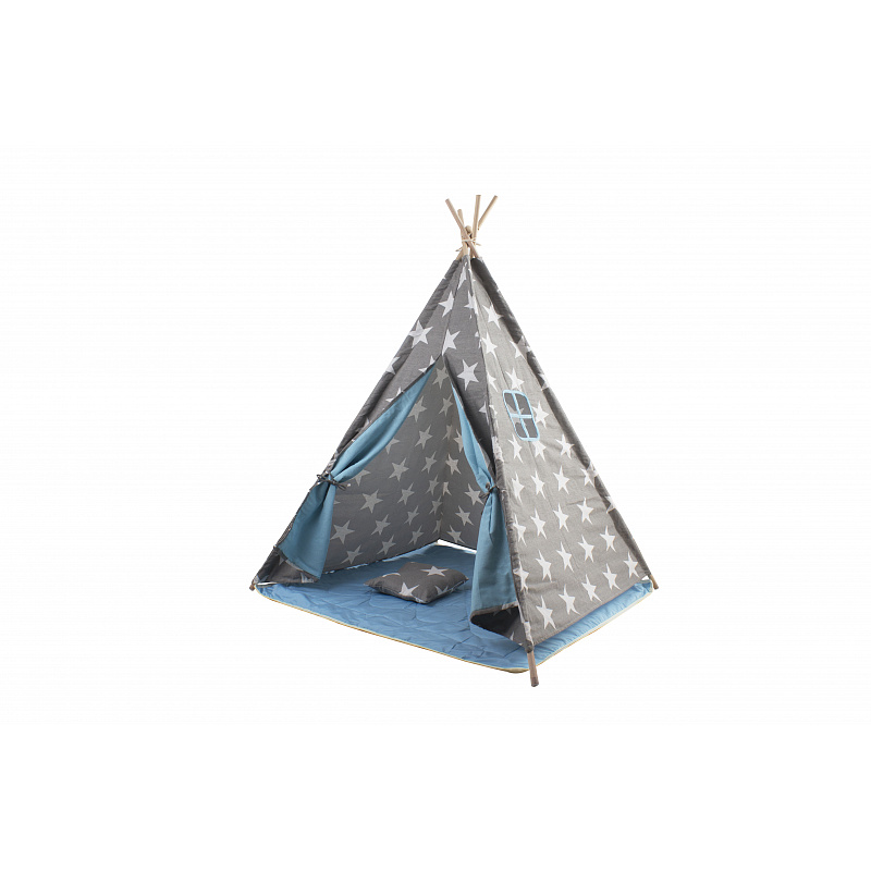 Aga4Kids Cort Teepee pentru Copii Stele Gri-Albastru