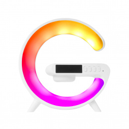 Lampa LED Aga RGB 5în1 cu încărcător wireless Albă