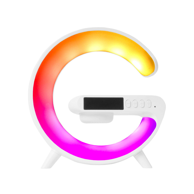 Lampa LED Aga RGB 5în1 cu încărcător wireless Albă