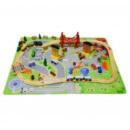 Aga4Kids Set trenuleț din lemn 75 de piese